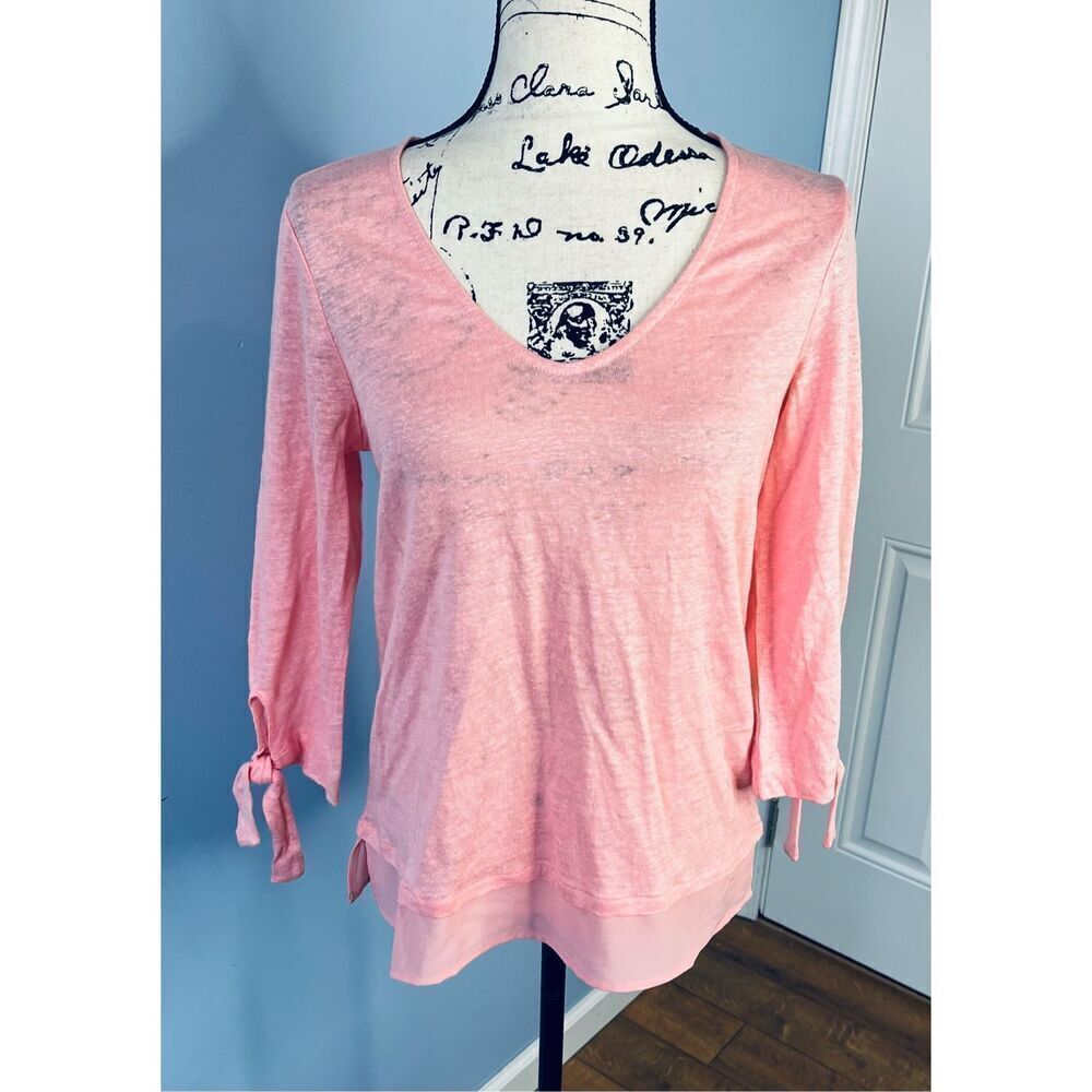 Sanctuary Women's Size XS Pastel Pink 100% Linen Blouse Top Shirt NWT